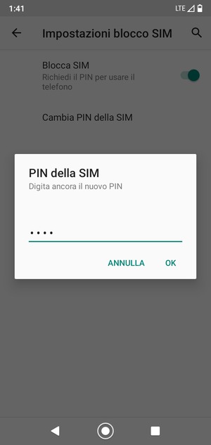 Conferma il nuovo PIN della SIM e seleziona OK