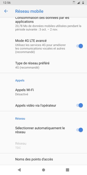 Faites défiler et sélectionnez Noms des points d'accès