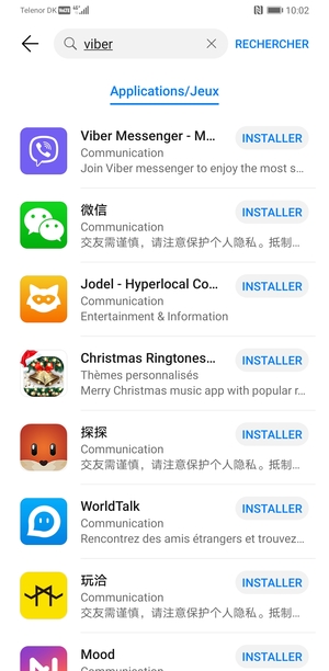 Sélectionnez l'appli