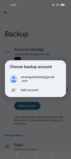 Select your backup account