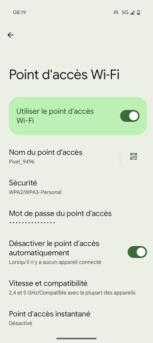Votre téléphone est maintenant configuré pour être utilisé comme modem