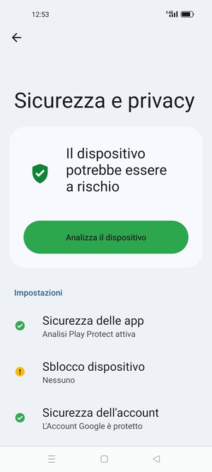 Per attivare il blocco dello schermo, vai al menu Sicurezza e privacy e seleziona Sblocco dispositivo