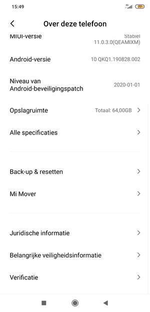 Scroll naar en selecteer Back-up & resetten