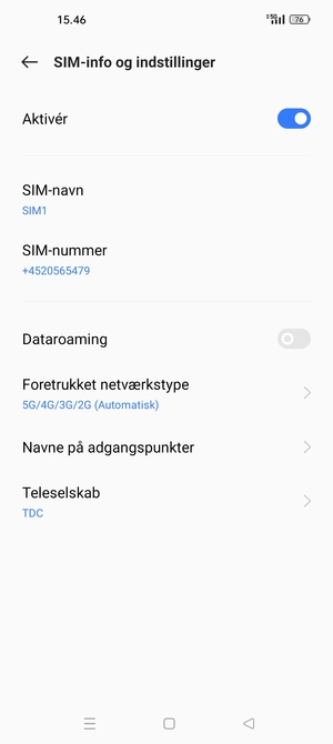 For at skifte netværk, hvis der opstår netværksproblemer, vælg Teleselskab