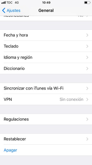 Desplácese y seleccione Restablecer