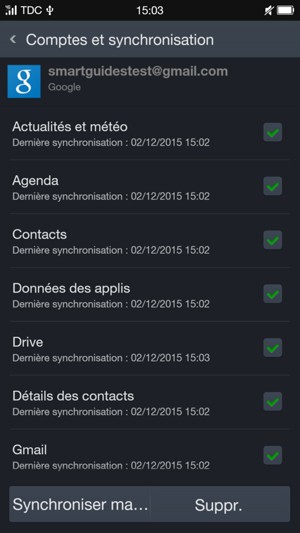 Sélectionnez Synchroniser ma...
