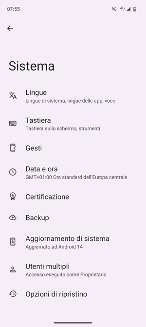 Seleziona Backup