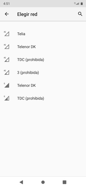 Seleccione un operador de red de la lista