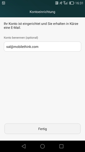 Geben Sie Ihrem Konto einen Namen und wählen Sie Fertig