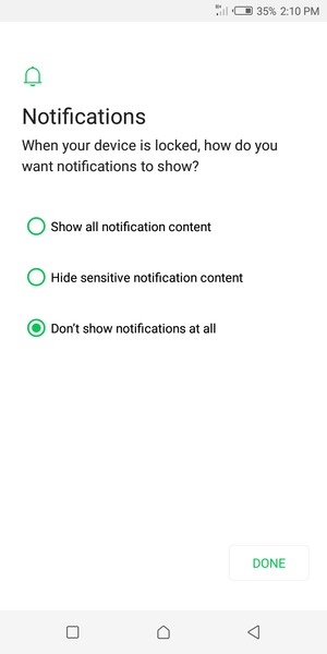 Select your preferred option and select DONE