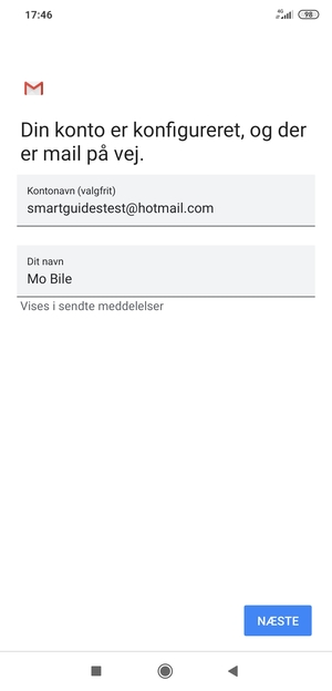 Giv din konto et navn og indtast dit navn. Vælg NÆSTE