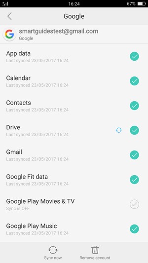 Check all the checkboxes and select Sync now
