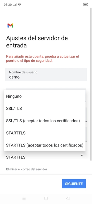 Seleccione Ninguno y SIGUIENTE