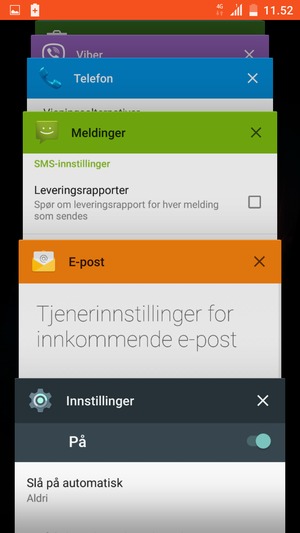 Velg X-ikonet for å lukke alle programmer som kjører