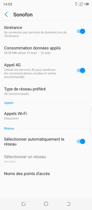 Activer ou désactiver Itinérance