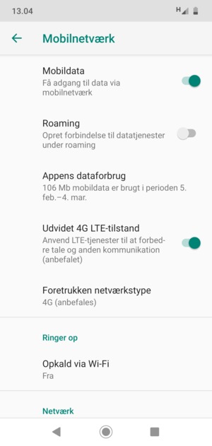 Vælg Foretrukken netværkstype