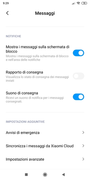 Seleziona Impostazioni avanzate