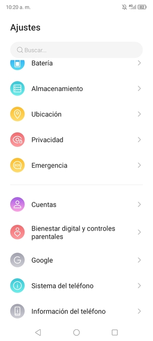 Desplácese y seleccione Cuentas