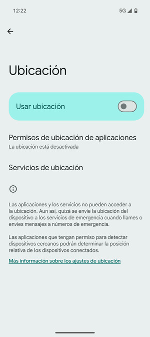 Desactive Usar ubicación