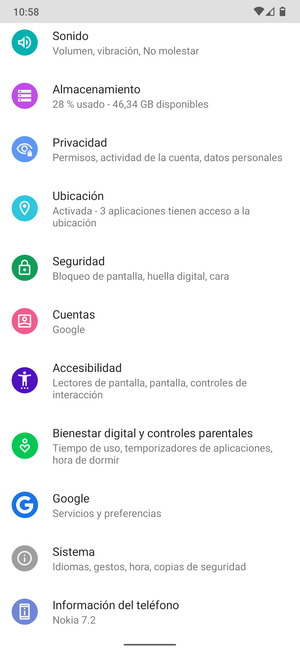 Desplácese y seleccione Seguridad