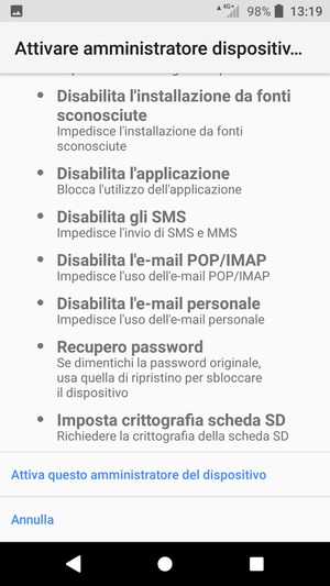 Scorri verso il basso e seleziona Attiva questo amministratore del dispositivo