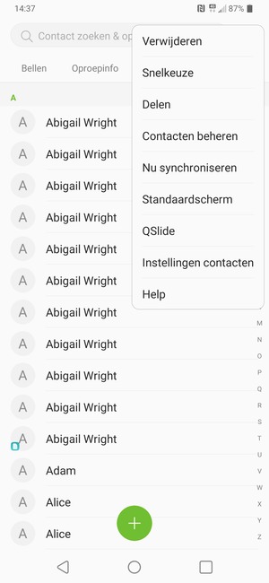 Selecteer Contacten beheren