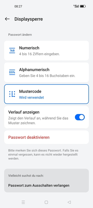 Ihr Handy ist jetzt mit einer Bildschirmsperre gesichert