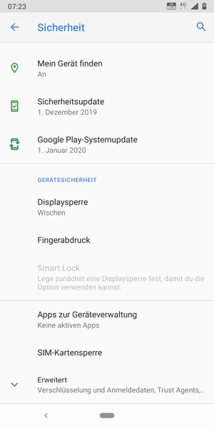 Scrollen Sie und wählen Sie SIM-Kartensperre