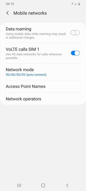 To change network if network problems occur, select Network operators