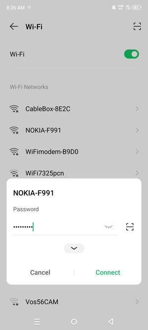 Enter the Wi-Fi password and select Connect