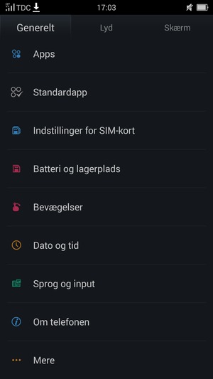 Scroll til og vælg Batteri og lagerplads