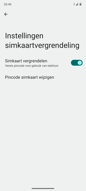 Selecteer  Pincode simkaart wijzigen