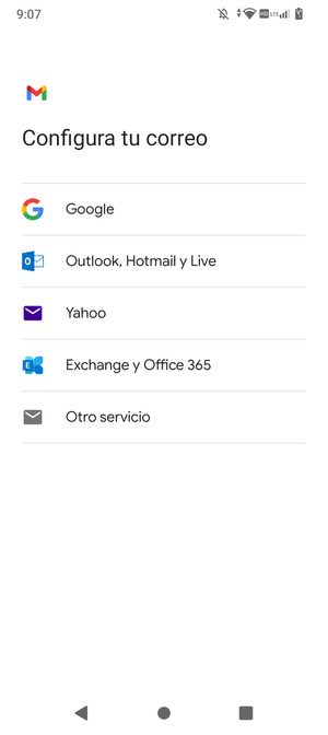 Seleccione Outlook, Hotmail y Live