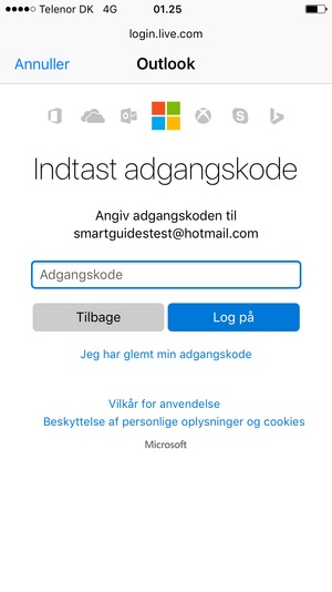 Indtast din adgangskode og vælg Log på