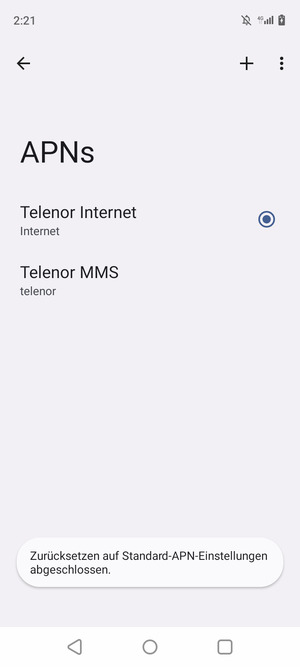 Ihr Handy wird auf Standard-Einstellungen für Internet und MMS zurückgestellt