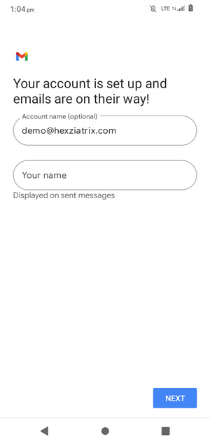 Give your account a name and enter your name. Select NEXT