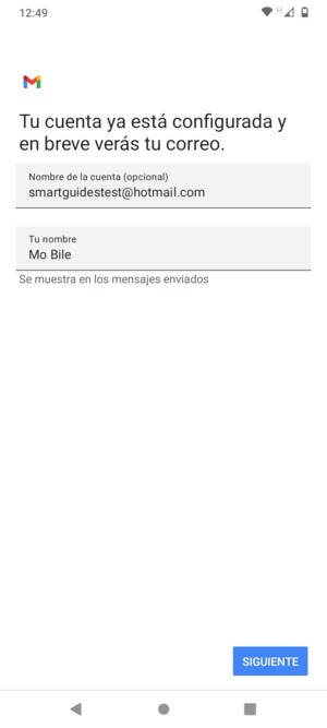 Déle a su cuenta un nombre y escriba su nombre. Seleccione SIGUIENTE