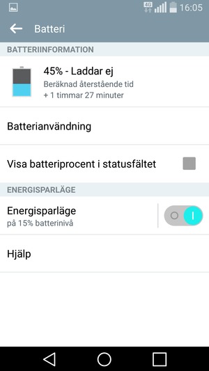 Aktivera Energisparläge