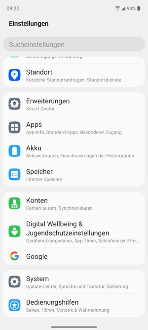 Scrollen Sie und wählen Sie System