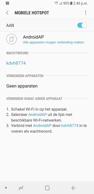 Uw telefoon is nu geïnstalleerd voor gebruik als modem