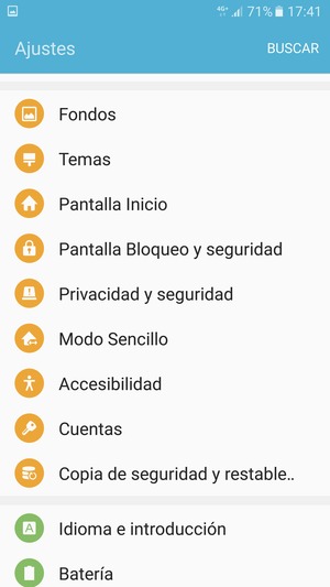 Desplácese y seleccione Copia de seguridad y restable..