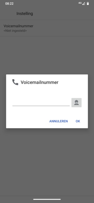 Voer het Voicemailnummer in en selecteer OK
