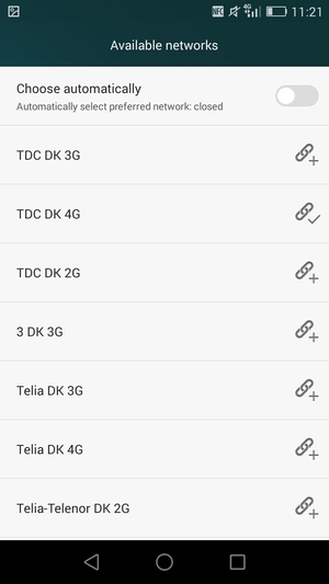 Select a network operator from the list