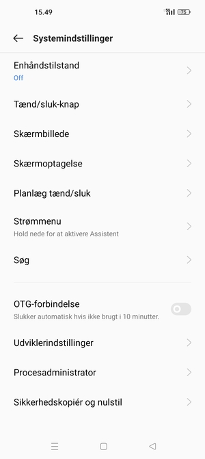Scroll til og vælg Sikkerhedskopiér og nulstil