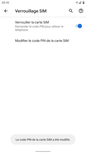 Votre code PIN de la carte SIM a été modifié