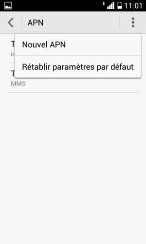 Sélectionnez le bouton du Menu puis Rétablir paramètres par défaut