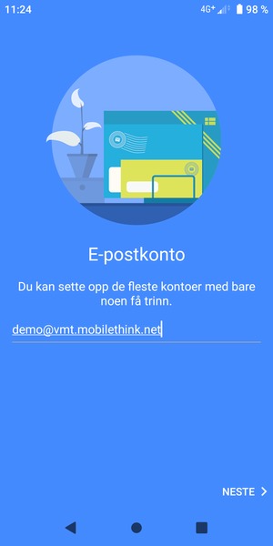 Skriv inn e-postadresse og velg NESTE