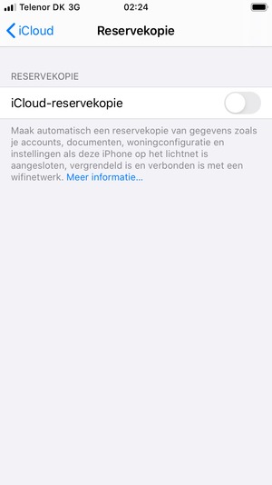Stel iCloud-reservekopie in op ON