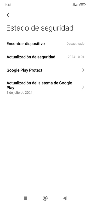 Seleccione Actualización del sistema de Google Play
