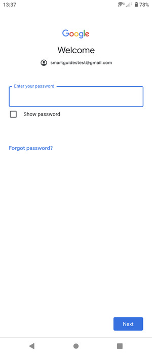Enter your Gmail password and select Next